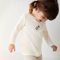 Pima Cotton Long Sleeve Top - Parchment Petite Goldie Childrens Top from Jamie Kay USA