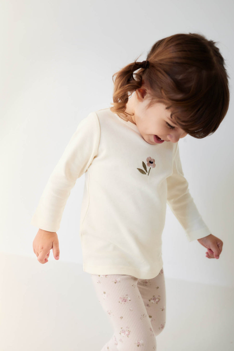 Pima Cotton Long Sleeve Top - Parchment Petite Goldie Childrens Top from Jamie Kay USA