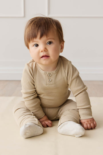 Organic Cotton Modal Long Sleeve Bodysuit - Cashew Childrens Bodysuit from Jamie Kay USA