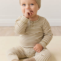 Organic Cotton Modal Legging - Narrow Stripe Balm/Cloud Childrens Legging from Jamie Kay USA