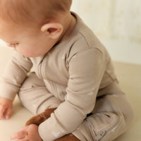 Organic Cotton Reese Zip Onepiece - Set Sail Vintage Taupe Childrens Onepiece from Jamie Kay USA