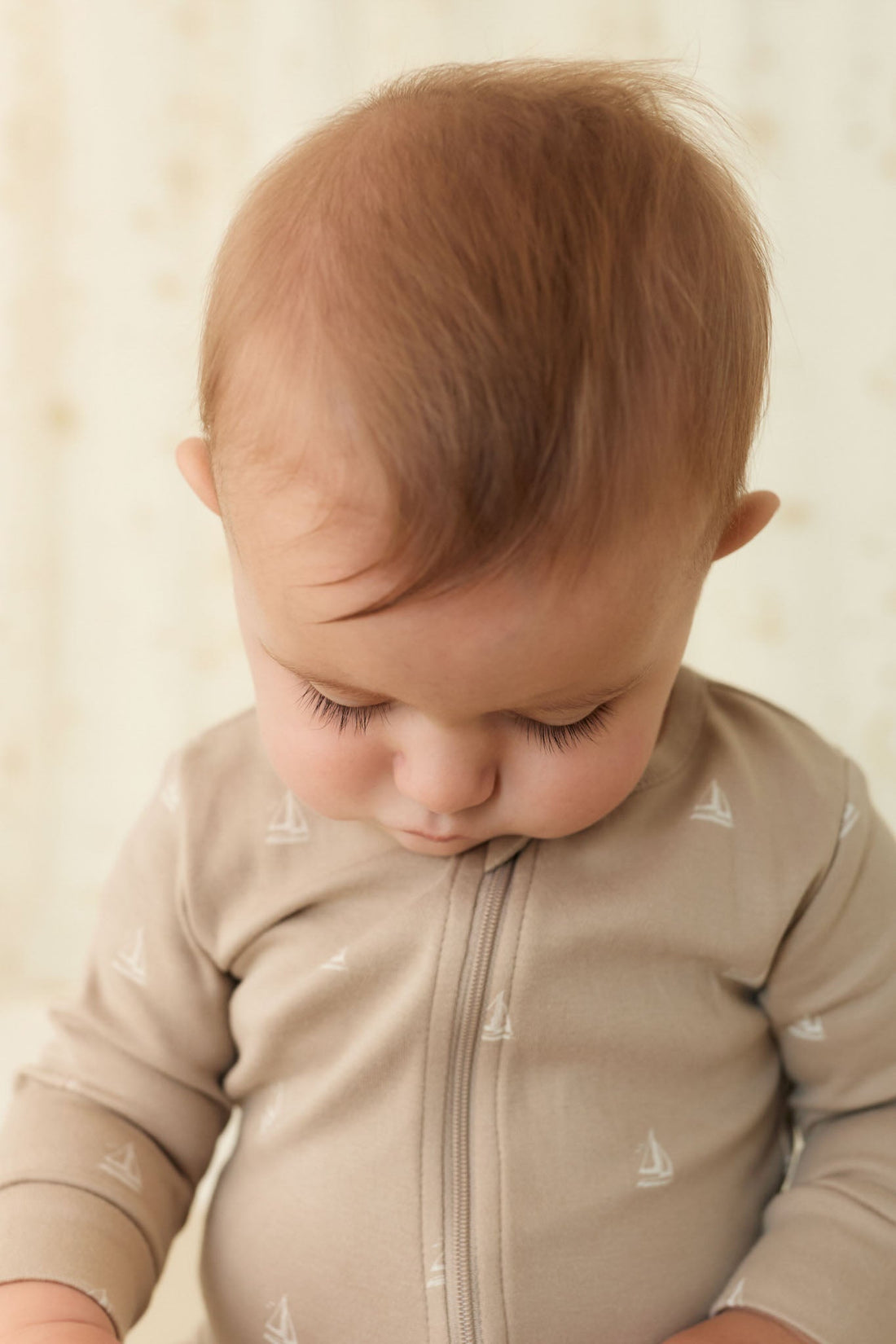 Organic Cotton Reese Zip Onepiece - Set Sail Vintage Taupe Childrens Onepiece from Jamie Kay USA