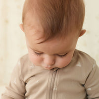 Organic Cotton Reese Zip Onepiece - Set Sail Vintage Taupe Childrens Onepiece from Jamie Kay USA