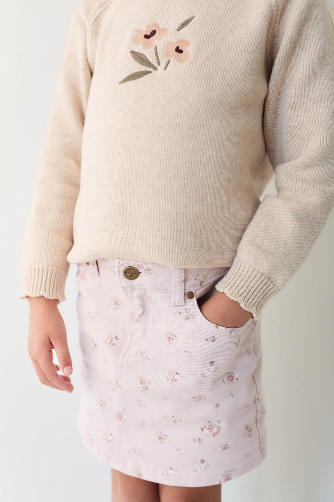 Audrey Knitted Jumper - Oatmeal Marle Petite Goldie Childrens Jumper from Jamie Kay USA