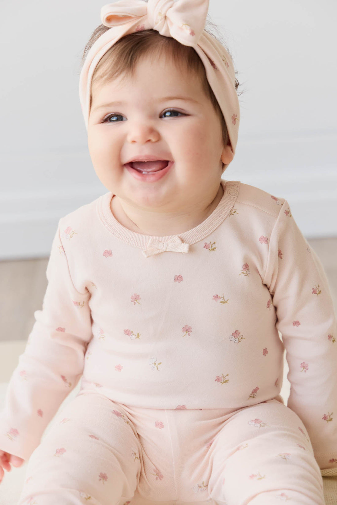 Organic Cotton Long Sleeve Bodysuit - Meredith Morganite Childrens Bodysuit from Jamie Kay USA