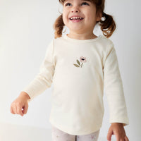 Pima Cotton Long Sleeve Top - Parchment Petite Goldie Childrens Top from Jamie Kay USA