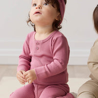 Organic Cotton Modal Long Sleeve Bodysuit - Rosette Childrens Bodysuit from Jamie Kay USA