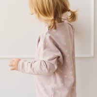 Organic Cotton Damien Sweatshirt - Simple Flowers Lilac Childrens Sweatshirting from Jamie Kay USA