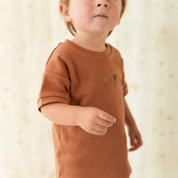 Pima Cotton Eddie T-Shirt - Spiced Cosy Basil Childrens Top from Jamie Kay USA