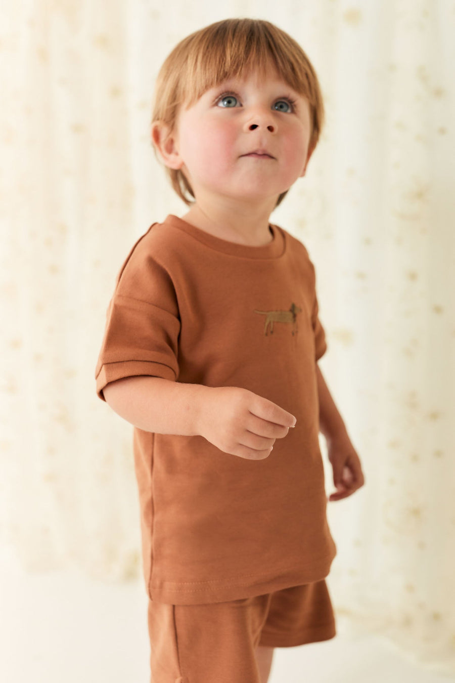 Pima Cotton Eddie T-Shirt - Spiced Cosy Basil Childrens Top from Jamie Kay USA