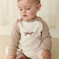 Organic Cotton Tao Sweatshirt Onepiece - Vintage Taupe Cosy Basil Childrens Onepiece from Jamie Kay USA