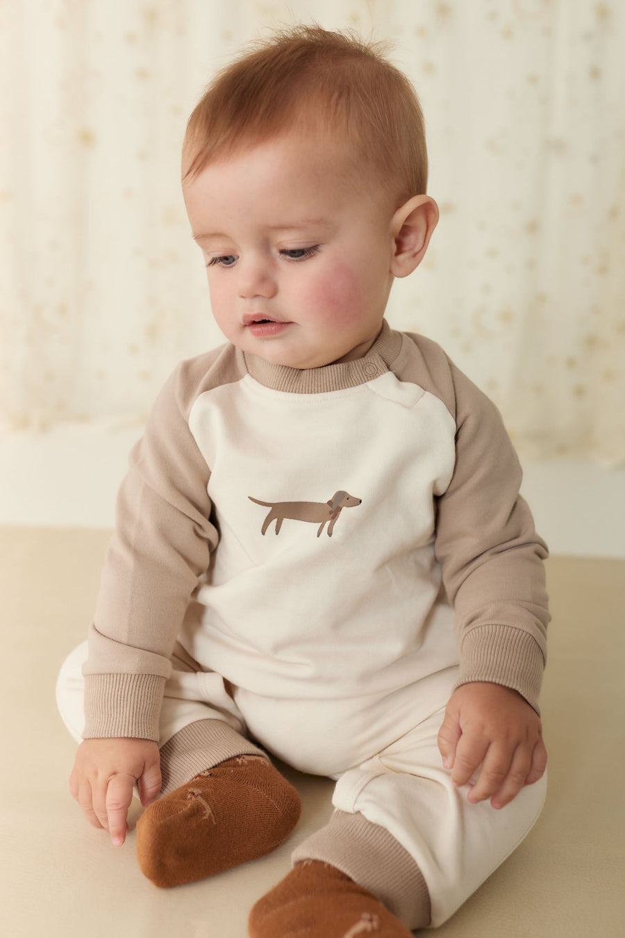 Organic Cotton Tao Sweatshirt Onepiece - Vintage Taupe Cosy Basil Childrens Onepiece from Jamie Kay USA