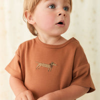 Pima Cotton Eddie T-Shirt - Spiced Cosy Basil Childrens Top from Jamie Kay USA