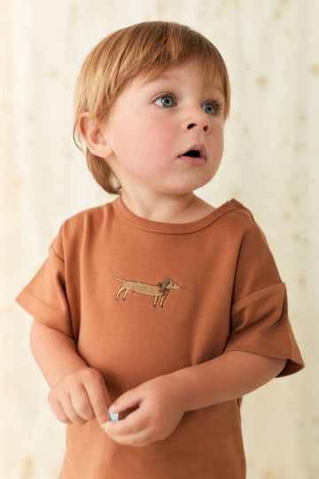 Pima Cotton Eddie T-Shirt - Spiced Cosy Basil Childrens Top from Jamie Kay USA
