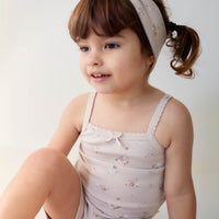 Organic Cotton Fine Rib Singlet - Petite Fleur Violet Childrens Singlet from Jamie Kay USA