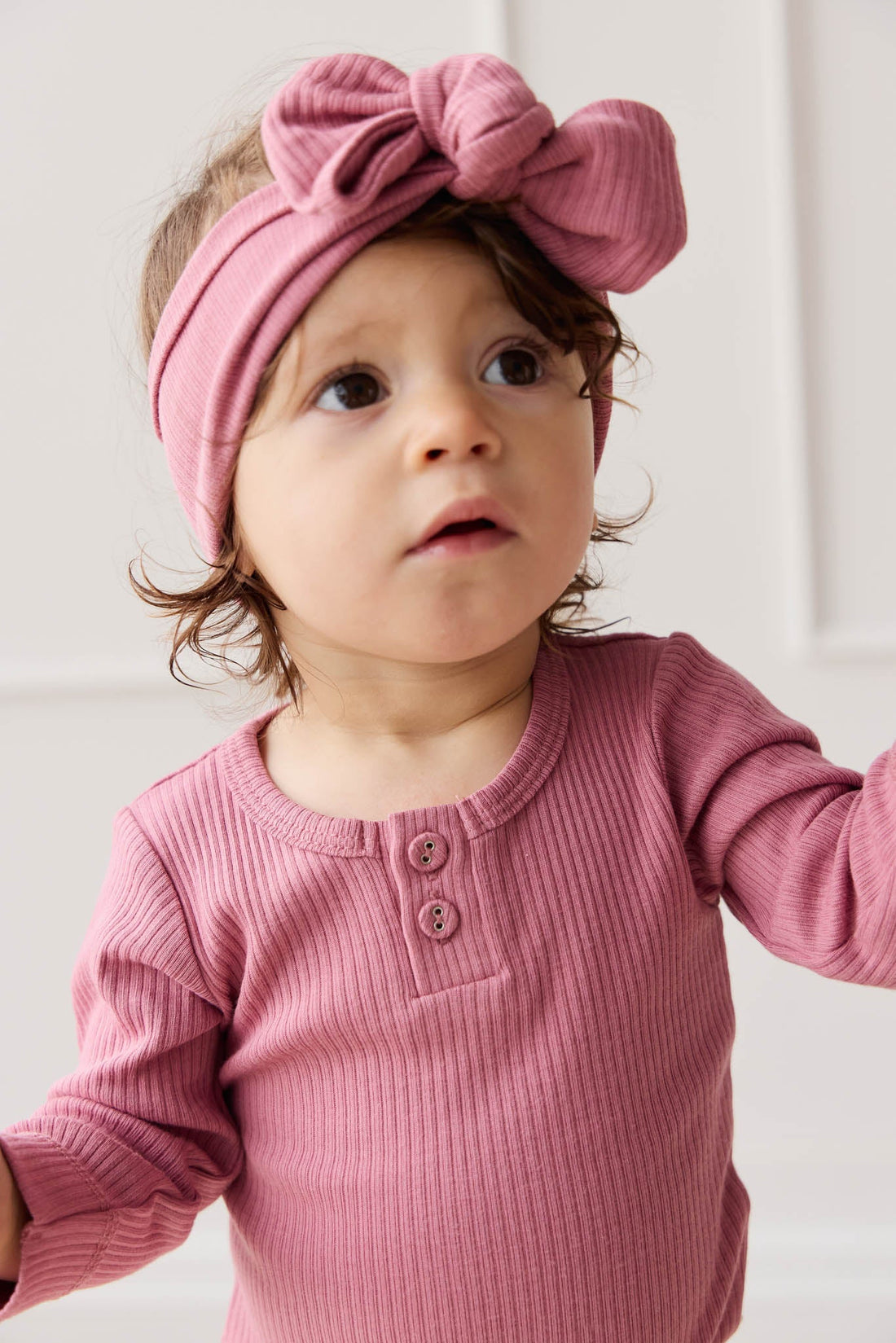 Organic Cotton Modal Long Sleeve Bodysuit - Rosette Childrens Bodysuit from Jamie Kay USA