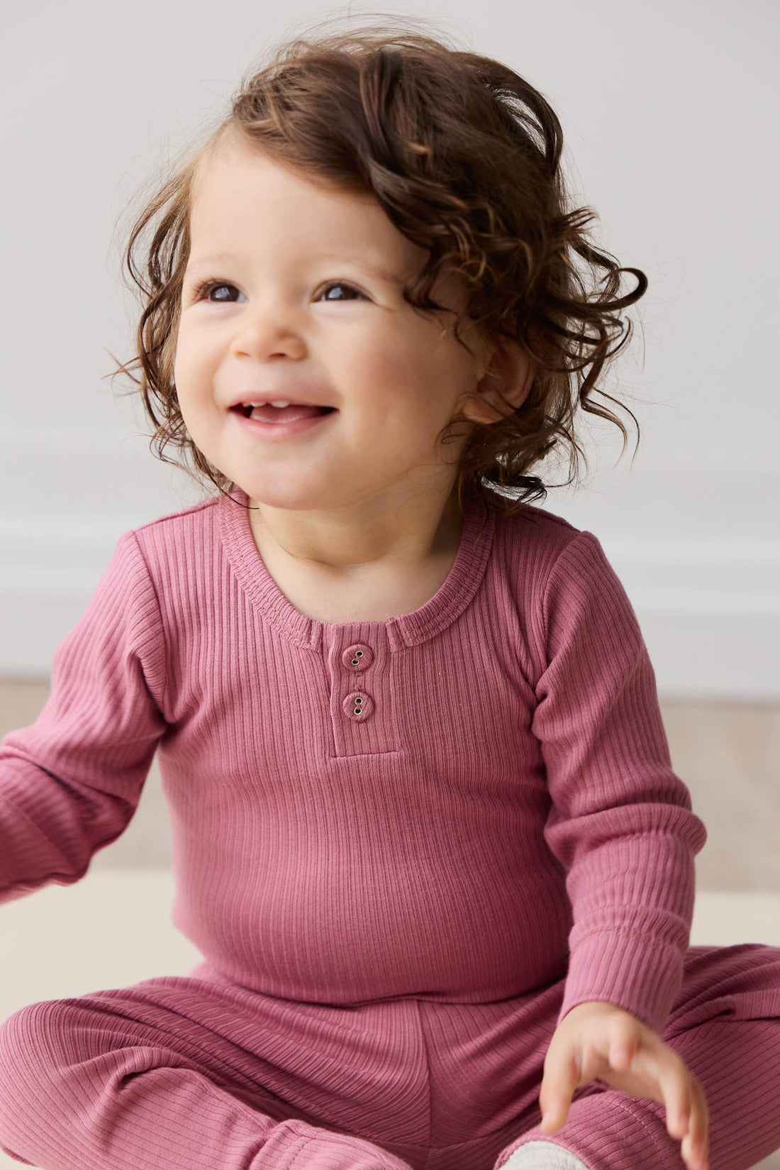 Organic Cotton Modal Long Sleeve Bodysuit - Rosette Childrens Bodysuit from Jamie Kay USA