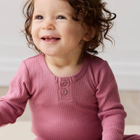 Organic Cotton Modal Long Sleeve Bodysuit - Rosette Childrens Bodysuit from Jamie Kay USA