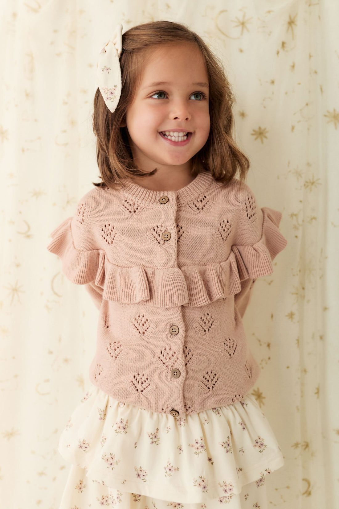 Tilly Cardigan - Dusky Rose Childrens Cardigan from Jamie Kay USA