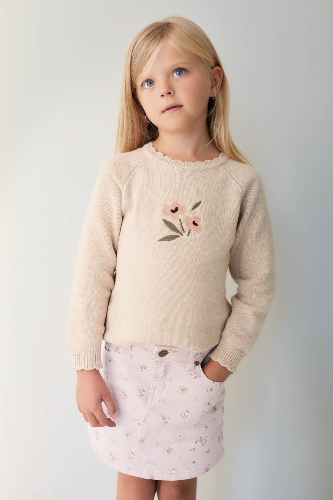 Audrey Knitted Jumper - Oatmeal Marle Petite Goldie Childrens Jumper from Jamie Kay USA