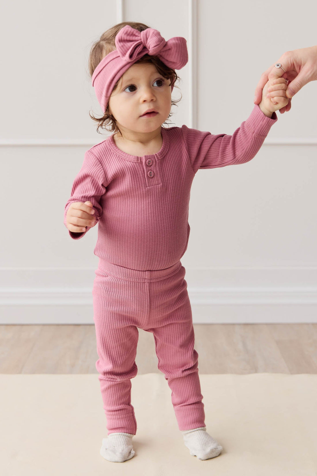 Organic Cotton Modal Long Sleeve Bodysuit - Rosette Childrens Bodysuit from Jamie Kay USA