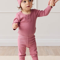 Organic Cotton Modal Long Sleeve Bodysuit - Rosette Childrens Bodysuit from Jamie Kay USA