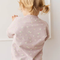 Organic Cotton Damien Sweatshirt - Simple Flowers Lilac Childrens Sweatshirting from Jamie Kay USA