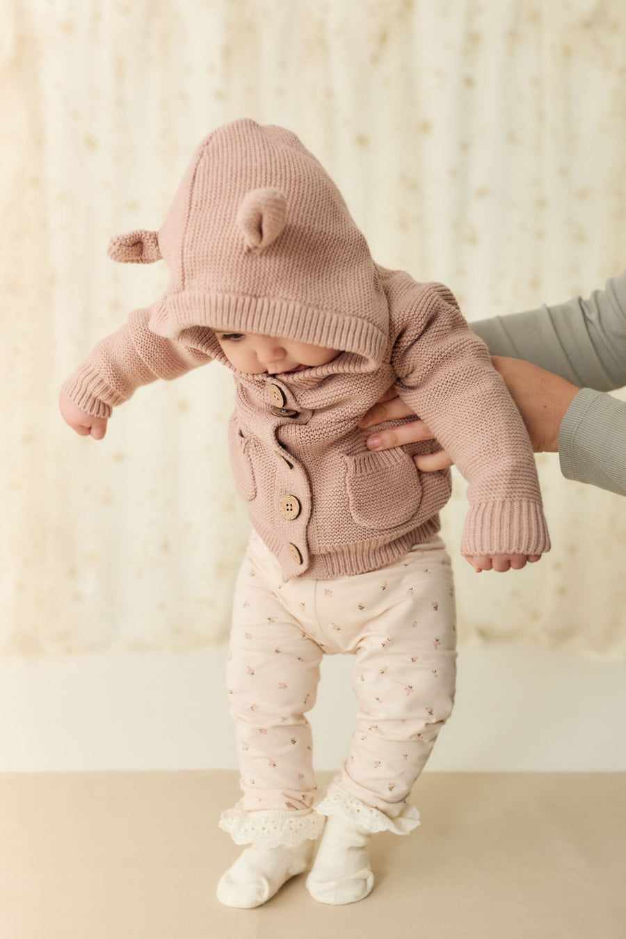 Sebastian Knitted Cardigan/Jacket - Dusky Rose Marle Childrens Cardigan from Jamie Kay USA