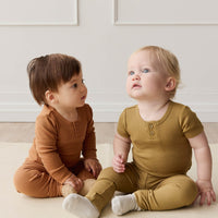 Organic Cotton Modal Darcy Rib Tee Bodysuit - Buffalo Childrens Bodysuit from Jamie Kay USA