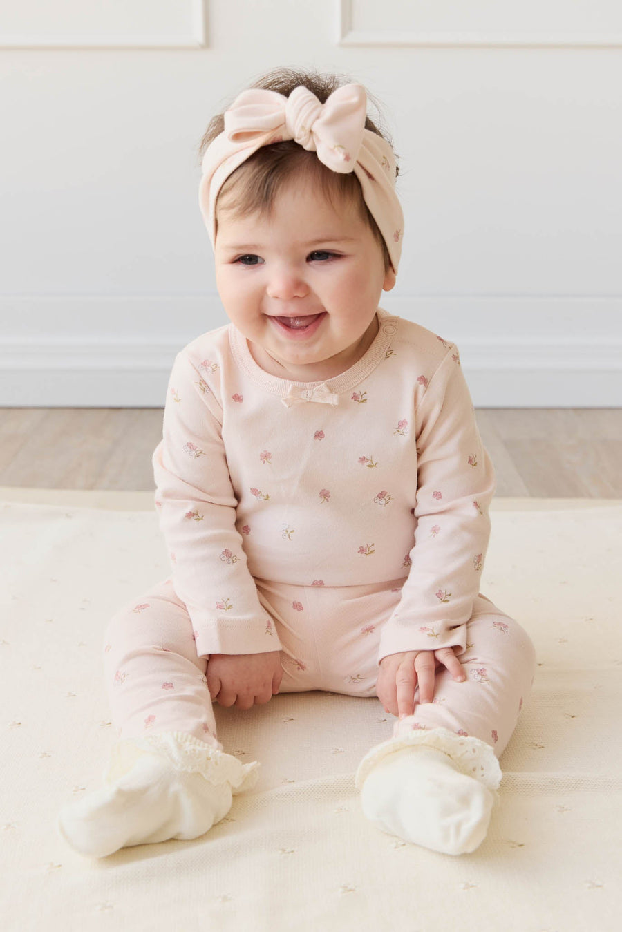 Organic Cotton Long Sleeve Bodysuit - Meredith Morganite Childrens Bodysuit from Jamie Kay USA