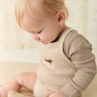 Ethan Playsuit - Oatmeal Marle Cosy Basil Childrens Playsuit from Jamie Kay USA