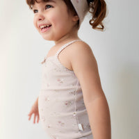 Organic Cotton Fine Rib Singlet - Petite Fleur Violet Childrens Singlet from Jamie Kay USA