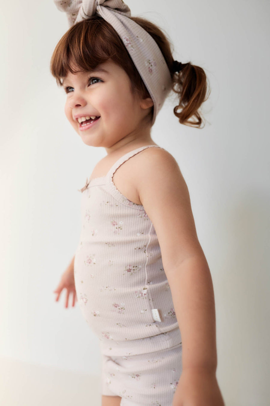 Organic Cotton Fine Rib Singlet - Petite Fleur Violet Childrens Singlet from Jamie Kay USA