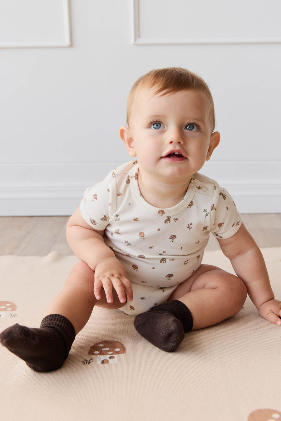 Organic Cotton Hudson Short Sleeve Bodysuit - Foraging Friends Childrens Bodysuit from Jamie Kay USA