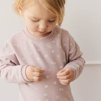 Organic Cotton Damien Sweatshirt - Simple Flowers Lilac Childrens Sweatshirting from Jamie Kay USA