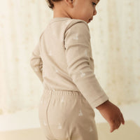 Organic Cotton Fernley Bodysuit - Set Sail Vintage Taupe Childrens Bodysuit from Jamie Kay USA