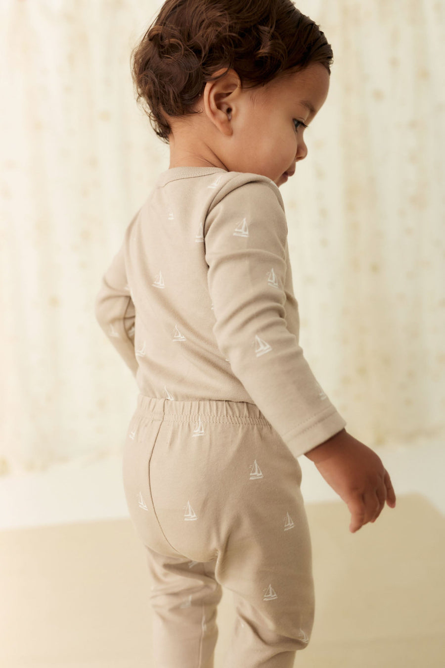 Organic Cotton Fernley Bodysuit - Set Sail Vintage Taupe Childrens Bodysuit from Jamie Kay USA