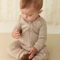 Organic Cotton Reese Zip Onepiece - Set Sail Vintage Taupe Childrens Onepiece from Jamie Kay USA