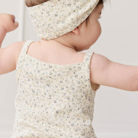 Organic Cotton Bridget Singlet Bodysuit - Dainty Egret Blues Childrens Bodysuit from Jamie Kay USA