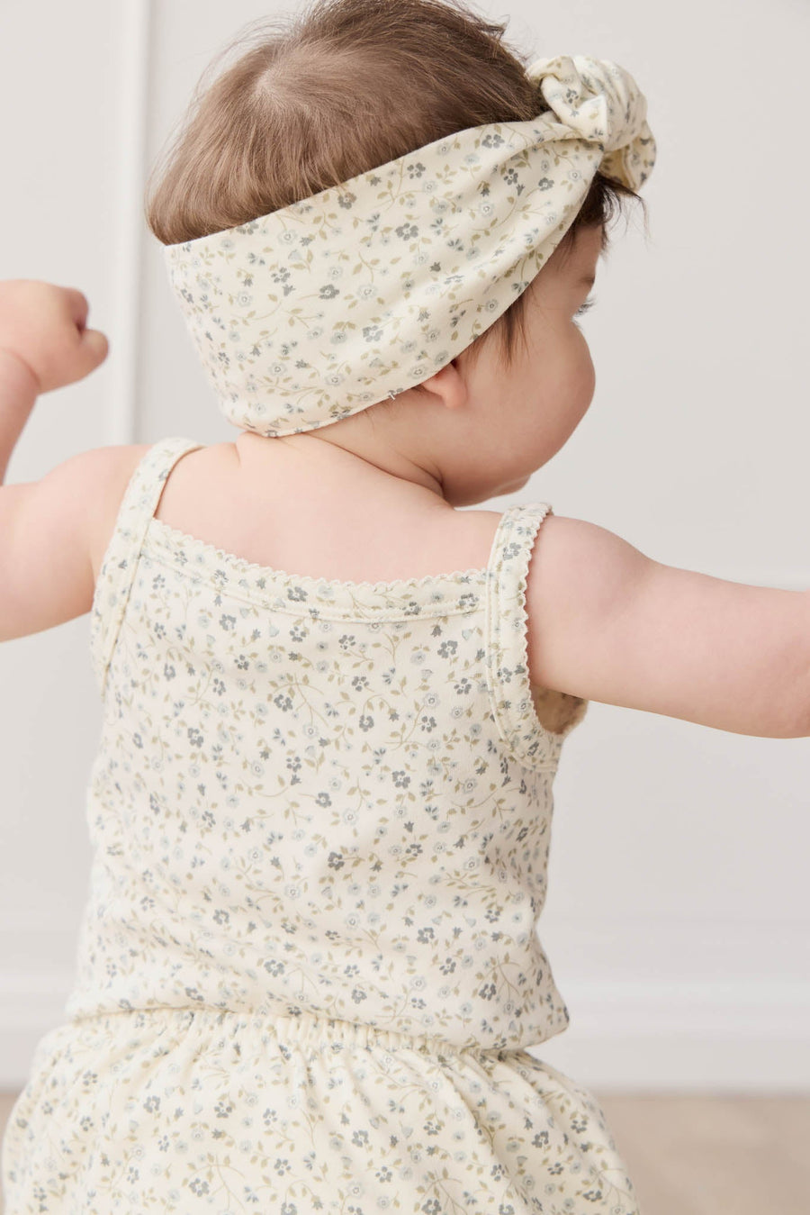 Organic Cotton Bridget Singlet Bodysuit - Dainty Egret Blues Childrens Bodysuit from Jamie Kay USA