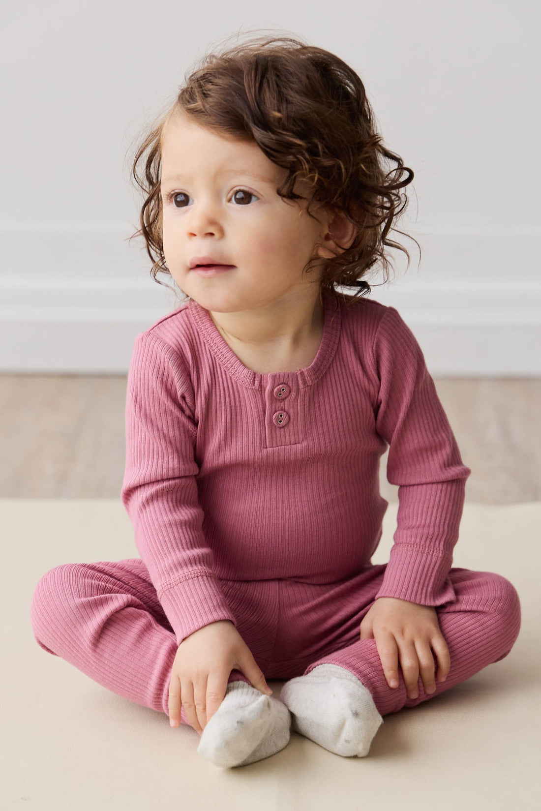 Organic Cotton Modal Long Sleeve Bodysuit - Rosette Childrens Bodysuit from Jamie Kay USA