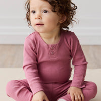 Organic Cotton Modal Long Sleeve Bodysuit - Rosette Childrens Bodysuit from Jamie Kay USA