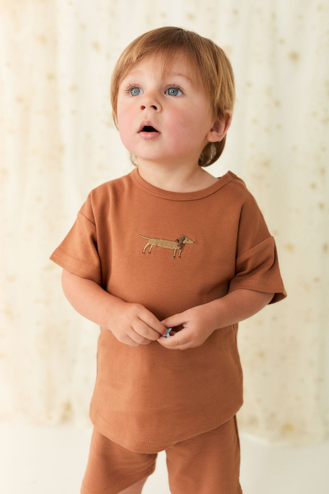 Pima Cotton Eddie T-Shirt - Spiced Cosy Basil Childrens Top from Jamie Kay USA