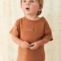 Pima Cotton Eddie T-Shirt - Spiced Cosy Basil Childrens Top from Jamie Kay USA