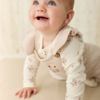 Organic Cotton Long Sleeve Bodysuit - Goldie Bouquet Egret Childrens Bodysuit from Jamie Kay USA