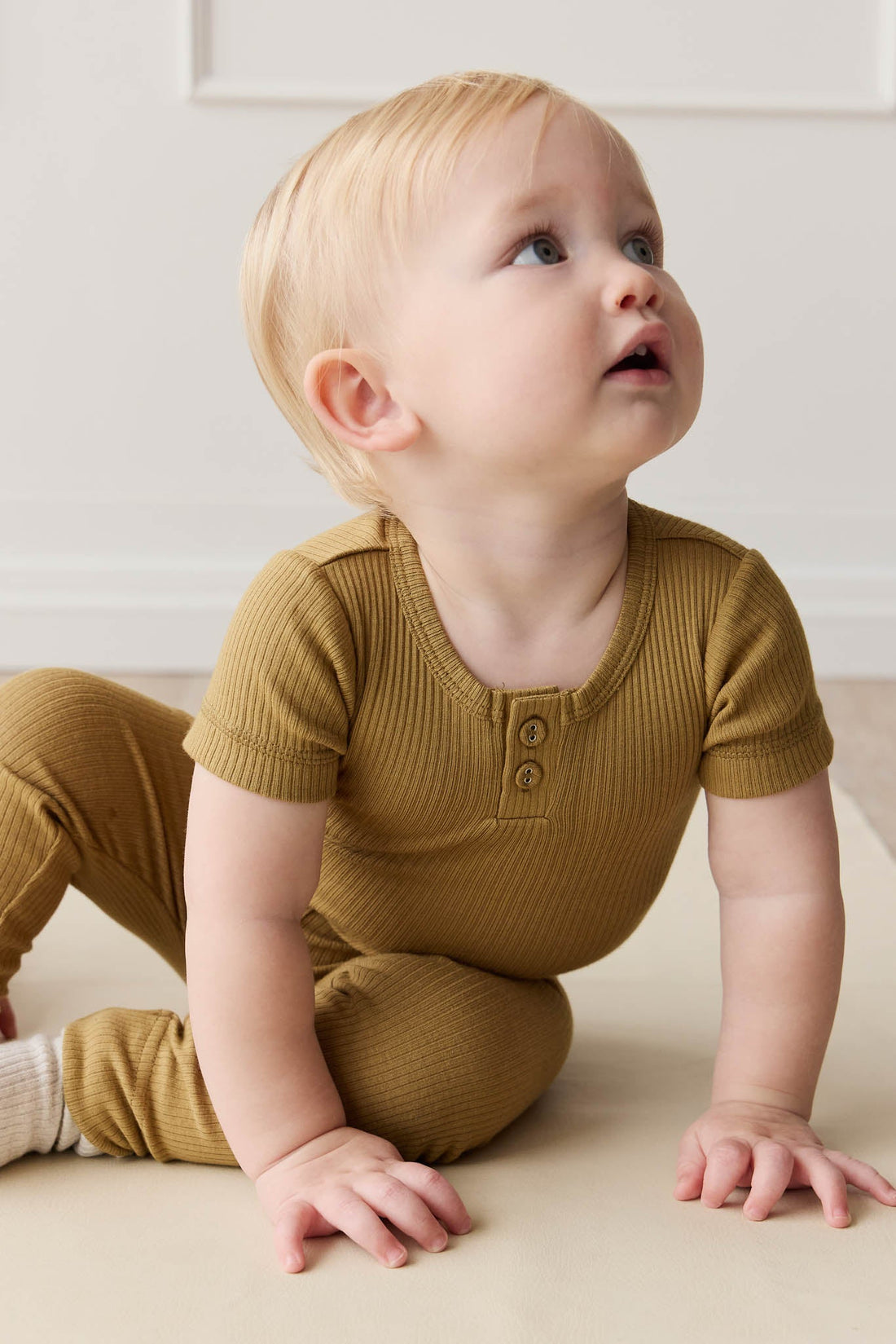 Organic Cotton Modal Darcy Rib Tee Bodysuit - Buffalo Childrens Bodysuit from Jamie Kay USA