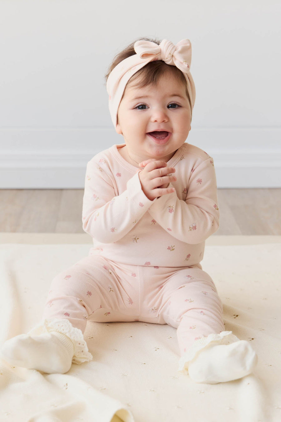 Organic Cotton Long Sleeve Bodysuit - Meredith Morganite Childrens Bodysuit from Jamie Kay USA