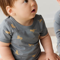 Organic Cotton Hudson Short Sleeve Bodysuit - Lenny Leopard Smoke Childrens Bodysuit from Jamie Kay USA