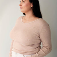 Organic Cotton Modal Womens Long Sleeve Top - Dusky Rose Marle Childrens Womens Top from Jamie Kay USA