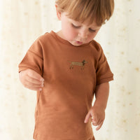 Pima Cotton Eddie T-Shirt - Spiced Cosy Basil Childrens Top from Jamie Kay USA